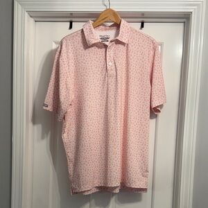 Strait Down Orange and White Patterned Polo Shirt size L